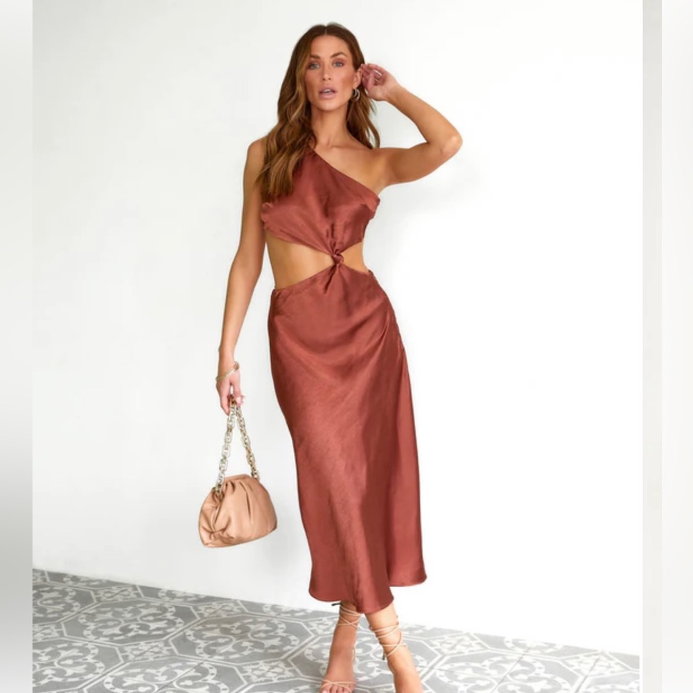 Vici Cosmia Satin Cutout Midi Dress